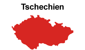 Mapa České republiky vybarvená červeně, nad ní černě Česká republika