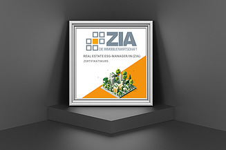 Photo of a picture frame with a certificate standing on a pedestal