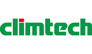 Logo climtech v zelené a červené barvě