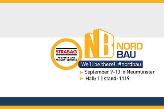 Graphic featuring the Nordbau logo, trade fair details and hashtag