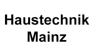 Schwarze Schrift von Haustechnik Mainz auf weißem Hintergrund