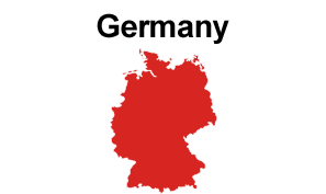 Map of Germany in red, with Germany in black above it