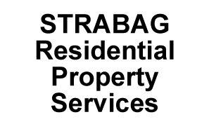 STRABAG Residential Property Services Schwarze Schrift von STRABAG Residential Property Services auf weißem Hintergrund