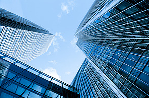 Photo of skyscrapers from a worm's-eye view