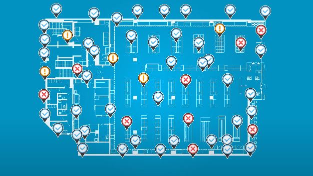 Image of a graphic with damage monitoring points in a building