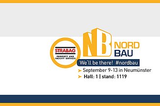 Graphic featuring the Nordbau logo, trade fair details and hashtag