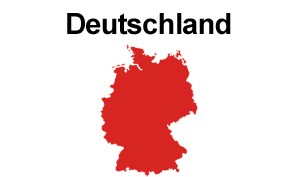 STRABAG PFS Landesgesellschaft Deutschland Rot eingefärbte Karte von Deutschland, darüber steht Deutschland in schwarz