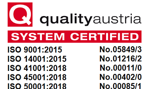 System Certified Auflistung aller ISO Zertifizierung der PFS Österreich