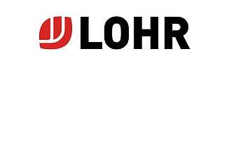 Logo Lohr s černým písmem a červenou grafikou