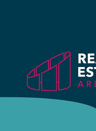 Grafik mit Logo der Real Estate Arena, Daten der Messe und #-Angabe