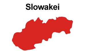 STRABAG PFS Landesgesellschaft Slowakei Rot eingefärbte Karte von Slowakei, darüber steht Slowakei in schwarz