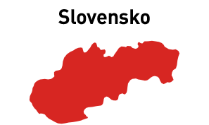 Červeně podbarvená mapa Slovenska, nad níž je černě vyznačeno Slovensko
