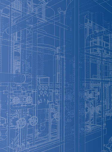 Bild einer technischen Zeichnung einer Gebäudetechnik